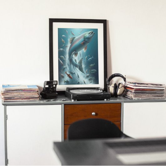 月明威厳のあるけダンス中のサーモン16x20 ポスター