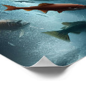 月明威厳のあるけダンス中のサーモン18x24 ポスター (角)