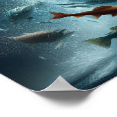 月明威厳のあるけダンス中のサーモン20x16 ポスター (角)