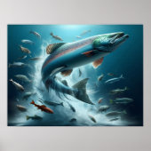 月明威厳のあるけダンス中のサーモン24x18 ポスター (正面)