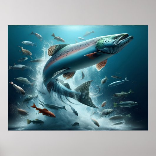 月明威厳のあるけダンス中のサーモン24x18 ポスター (正面)