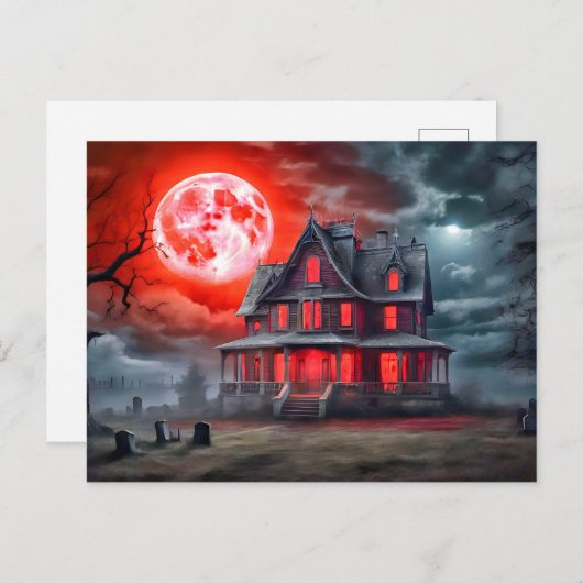 月明幽霊のよく出るかりの不気味な家 ポストカード (正面/裏面)