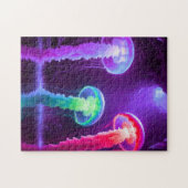 月明数々のかりの洞窟の色のクラゲ ジグソーパズル (横)