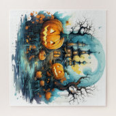 月明白熱［赤熱］光を放つかりの後のカボチャ ジグソーパズル (横)