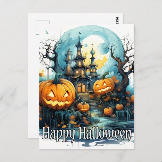 月明白熱［赤熱］光を放つかりの後のカボチャ ポストカード (正面/裏面)