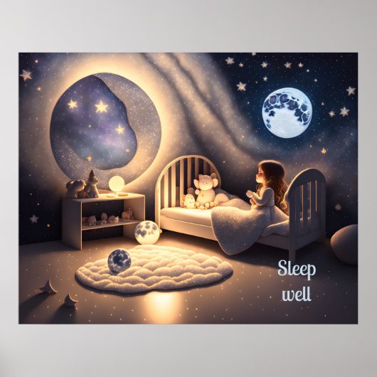 月明祈かりの中の女の子と星の光カスタムで ポスター (正面)