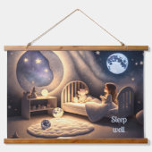 月明祈かりの中の女の子と星の光カスタムで 吊り下げ型タペストリー (正面)