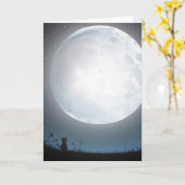 月明考えかりの中の子猫 カード (黄色い花)