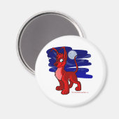 月明誇りを持ったかりの下の赤いジェラート マグネット (正面/裏面)