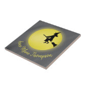 月明飛んでいるかりの中の魔女のシルエット タイル (側面)