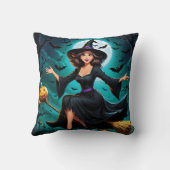 月明飛んでいるかりの墓地のこうもりで魔女 クッション (裏面)