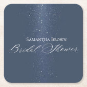 月星とストリングライトのブライダルシャワー スクエアペーパーコースター (正面)