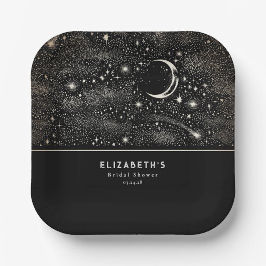 月星の星空の夜 ペーパープレート (正面)