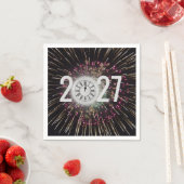 月時計と花火2026年大晦日 スタンダードカクテルナプキン (インサイチュ)