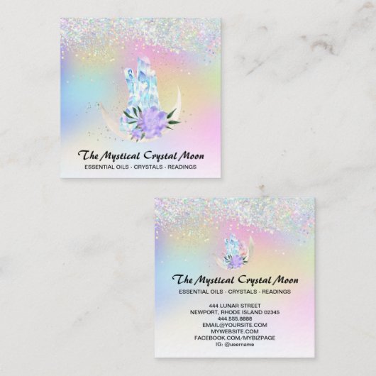 *～*月晶ホロミスティックフローラグラデーショングリッター スクエア名刺 (正面/裏面)