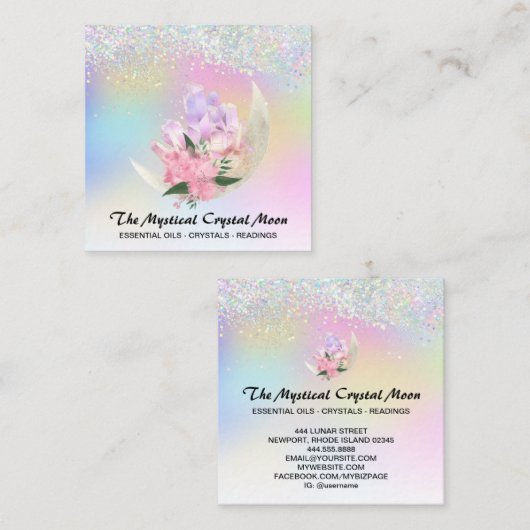 *~*月晶神秘的フローラグラデーショングリッター スクエア名刺 (正面/裏面)