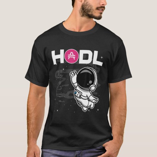 月暗号トークンWへの宇宙飛行士HODL AMPコイン Tシャツ (正面)