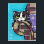 月曜の朝の青-猫の郵便はがき ポストカード<br><div class="desc">お洒落な猫の郵便はがき。 猫の憎悪の月曜の朝! 元の絵画2008年のリサから作成されるMarieロビンソン</div>