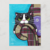 月曜の朝の青-猫の郵便はがき ポストカード (正面)