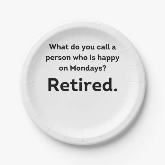 月曜の退職で幸せなおもしろい人 ペーパープレート (正面)