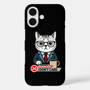 月曜ムードおもしろいキャットミーム iPhone 16ケース