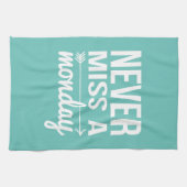 月曜恋しく思日に一度も | ティール(緑がかった色)アクアフィットネス引用文 キッチンタオル (横)