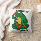 月曜日が再びかわいいカエルの猫漫画 クッション (ブランケット)