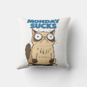 月曜日が再びかわいいカエルの猫漫画 クッション (裏面)