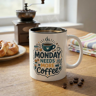 月曜日にはもっとコーヒーが必要 面白い仕事 オフィスコーヒー ツートーンマグカップ