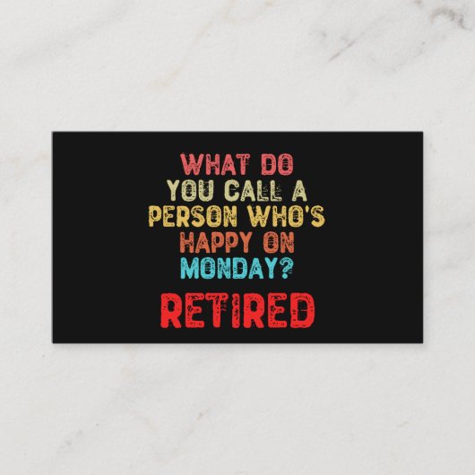 月曜日に幸せな人を何と呼びますか。 名刺 (正面)