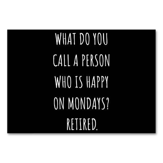 月曜日に幸せな人を何と呼ぶか テーブルナンバー (正面)