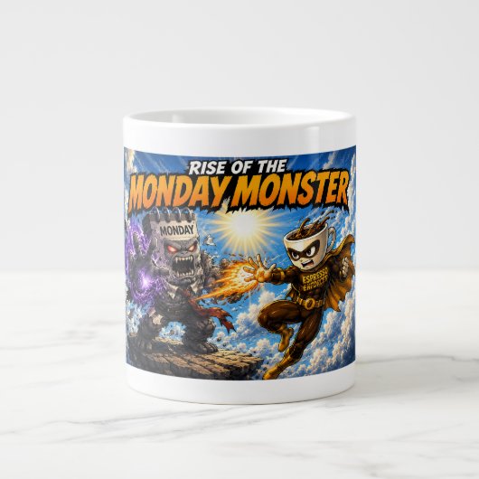 月曜日のモンスターの台頭 - エスプレッソの執行者 ジャンボコーヒーマグカップ (正面)