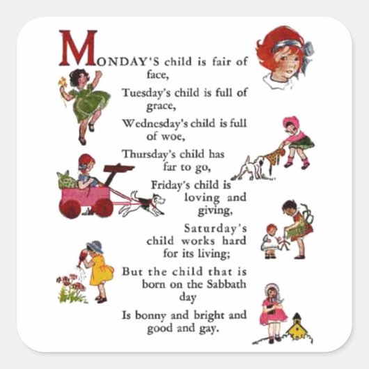 月曜日の子 スクエアシール (正面)