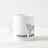 月曜日の恋愛"私の愛" frenchieのハートの茶マグ コーヒーマグカップ (正面左)