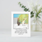 月曜日の朝のクォーターバックユーモアのはがき ポストカード (スタンド正面)