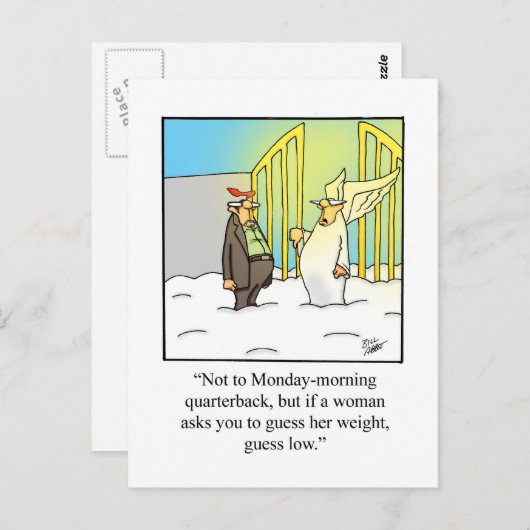 月曜日の朝のクォーターバックユーモアのはがき ポストカード (正面/裏面)