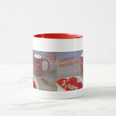 月曜日の朝のハート独身のバレンティンコーヒーマグ マグカップ (中央)