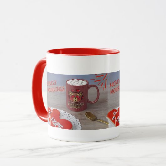月曜日の朝のハート独身のバレンティンコーヒーマグ マグカップ (正面左)
