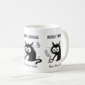 月曜日の朝はコーヒーが欲しい 猫 マグカップ 冗談 (正面右)