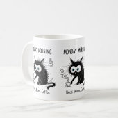 月曜日の朝はコーヒーが欲しい 猫 マグカップ 冗談 (正面左)