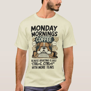月曜日の朝ブルドッグコーヒー – 姦淫ミーム Tシャツ