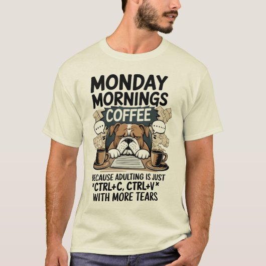 月曜日の朝ブルドッグコーヒー – 姦淫ミーム Tシャツ (正面)