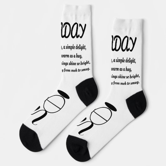 月曜日の詩ソックス – トレンディーおもしろい, White&Black ソックス (左)
