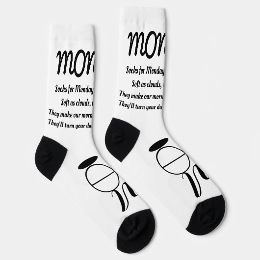 月曜日の詩ソックス – トレンディーおもしろい, White&Black ソックス (右)