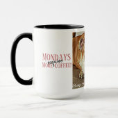 月曜日はコーヒー疲れブルドッグピンクの舌が必要 マグカップ (左)