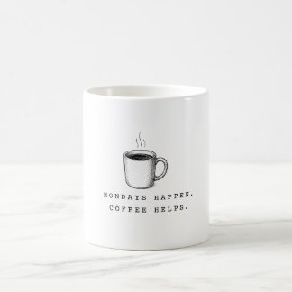 月曜日は来る。コーヒーが助けてくれる。面白いミニマリスト コーヒーマグカップ
