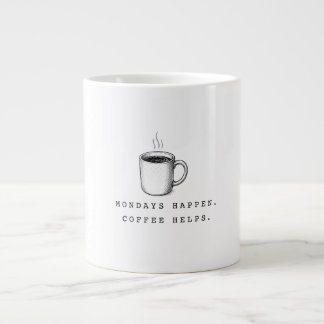 月曜日は起こる。コーヒーが助けてくれる。面白いミニマリスト ジャンボコーヒーマグカップ