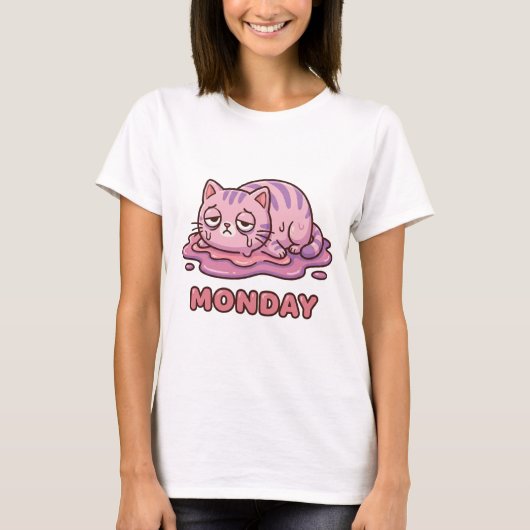「月曜日嫌い」溶ける子猫Tシャツ Tシャツ (正面)