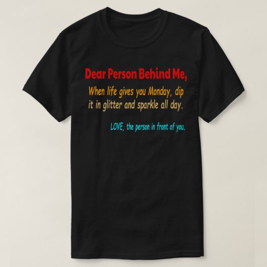月曜親愛日の後ろの人 Tシャツ (デザイン正面)