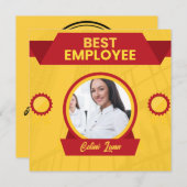 月最高の賞カードの黄色の従業員 招待状 (正面/裏面)